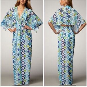 Trina Turk Ogee Maxi Dress Swim Cover‎ Kasbah Caftan XS Lightweight Resort